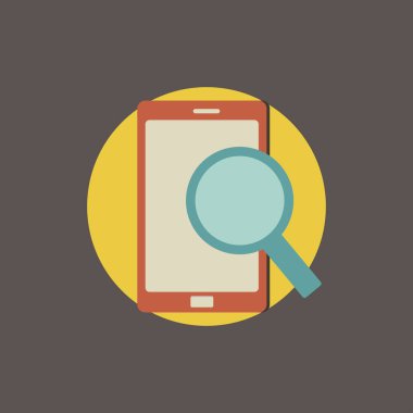 Büyüteç ve tablet simgesi