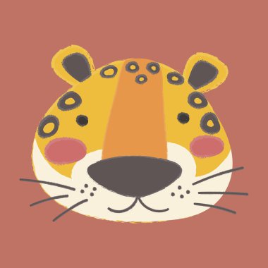 çizgi film leopar düz simgesi 