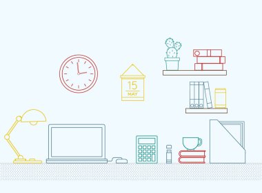 Çalışma alanı ile ofis, banka donatımı