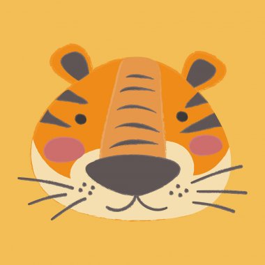 çizgi film kaplan düz simgesi 