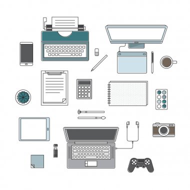 çalışma alanı ile çeşitli dijital cihazlar 