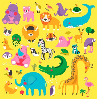 karikatür hayvanlar düz simgesi 