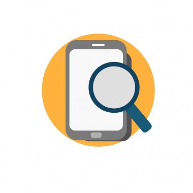 Büyüteç ve smartpohne simgesi