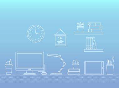 Çalışma alanı ile ofis, banka donatımı