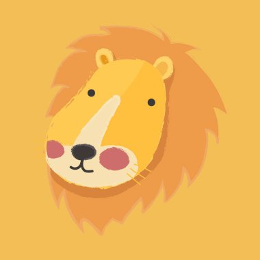 çizgi film aslan düz simgesi 