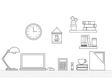 Çalışma alanı ile ofis, banka donatımı