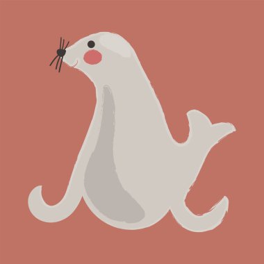 Çizgi film mühür düz simgesi 