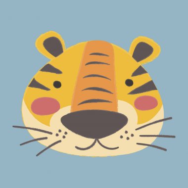 çizgi film kaplan düz simgesi 