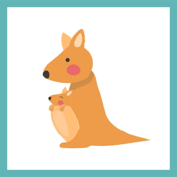 Cartoon kangoeroe platte pictogram — Stockvector