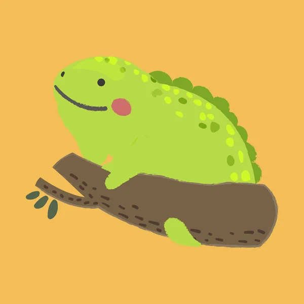 Cartoon lizard flat icon — Stock Vector