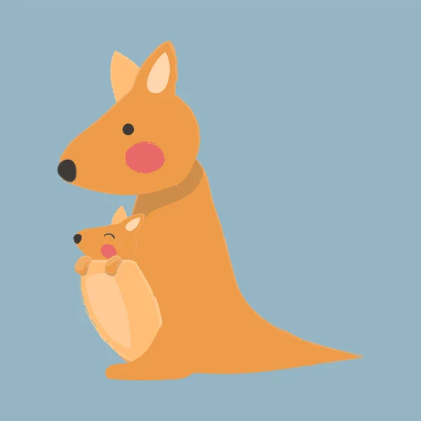 Icono plano canguro de dibujos animados — Vector de stock