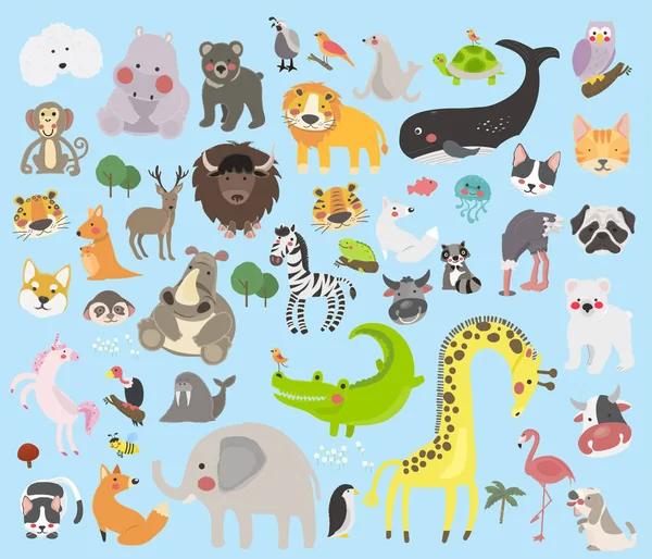 Dibujos animados animales icono plano — Archivo Imágenes Vectoriales