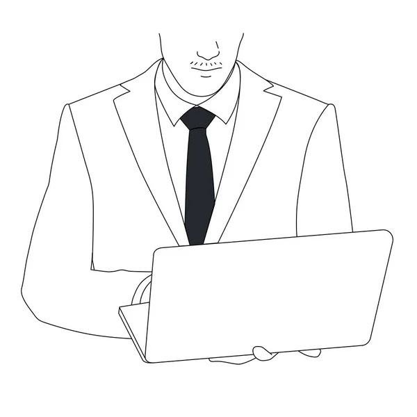 Homme d'affaires utilisant un ordinateur portable — Image vectorielle