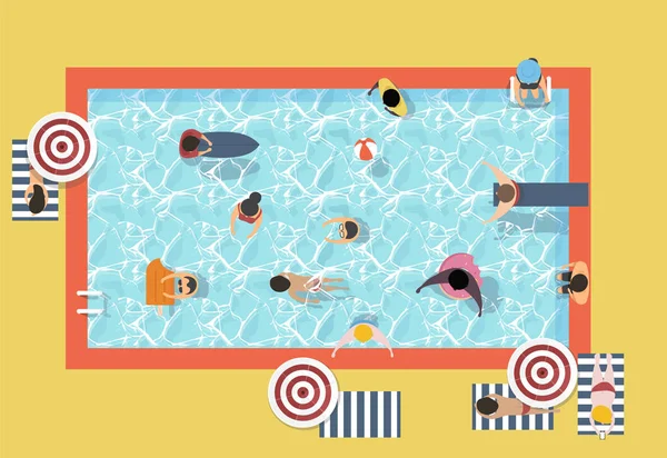 Pessoas nadando i a piscina —  Vetores de Stock