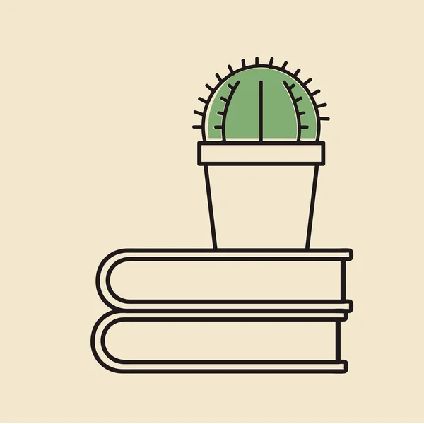 Cactus en la olla en los libros — Archivo Imágenes Vectoriales