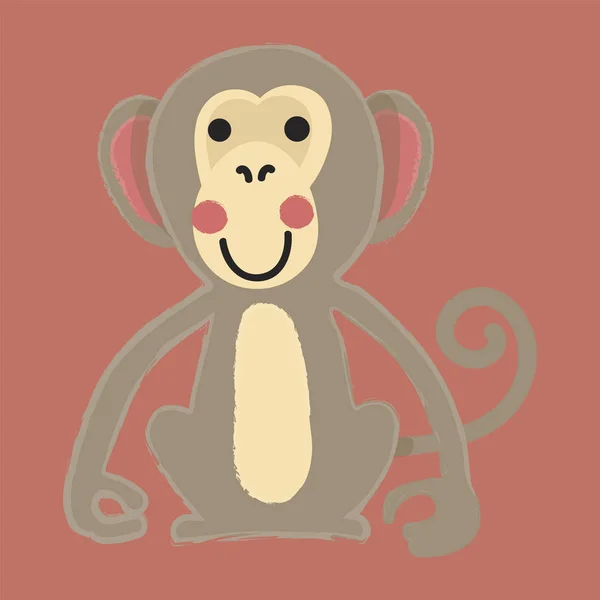 Cartoon monkey flat icon — Stock Vector