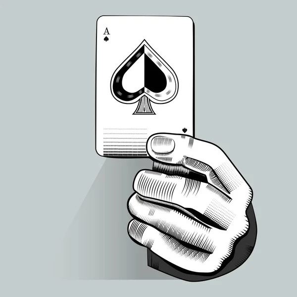 Hand holding playing card — Stock Vector