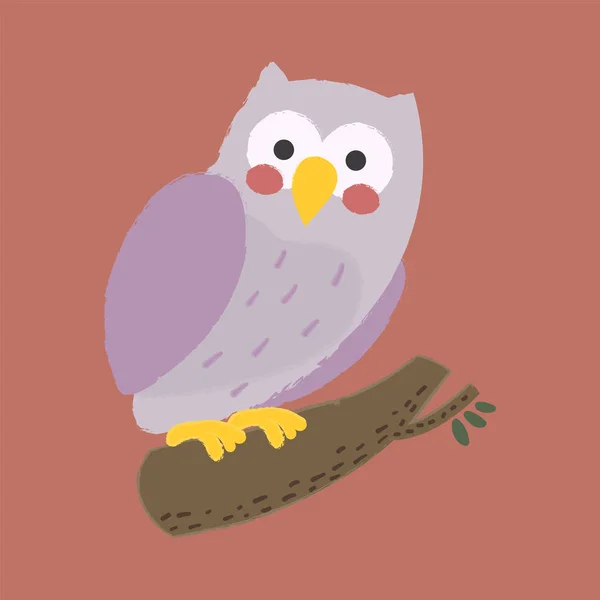 Owl sitting on the tree branch — Stock Vector