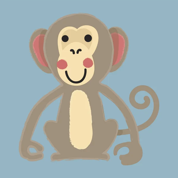 만화 원숭이 평면 아이콘 — 스톡 벡터