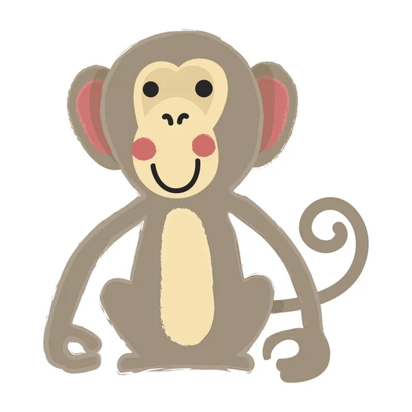 Cartoon monkey flat icon — Stock Vector