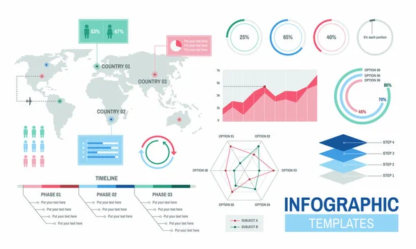 Design modelli infografici — Vettoriale Stock