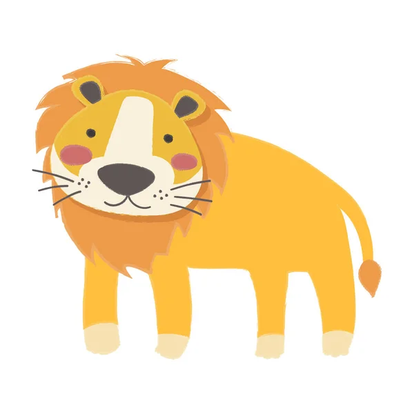 Icône plate lion dessin animé — Image vectorielle