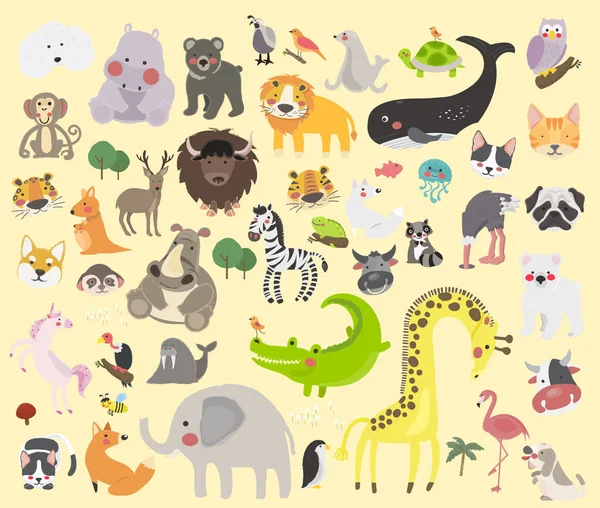 Dibujos animados animales icono plano — Archivo Imágenes Vectoriales