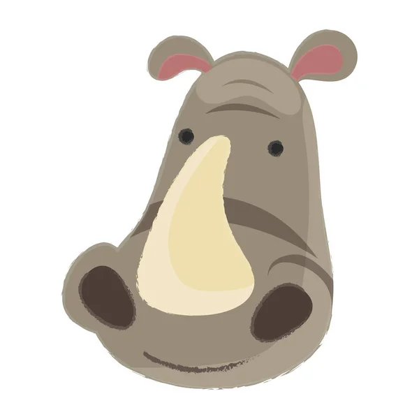 Cartoon rhino platte pictogram — Stockvector