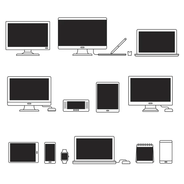 Diversi dispositivi digitali — Vettoriale Stock