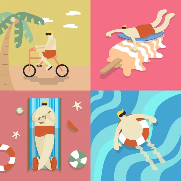 Personas que se relajan en la playa — Vector de stock