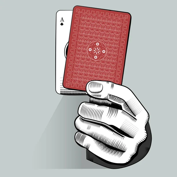 手拿玩纸牌 — 图库矢量图片