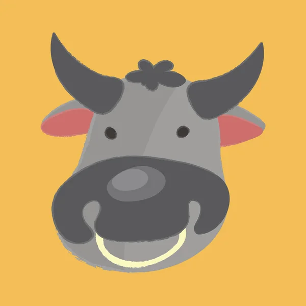 การ์ตูนวัวแบนไอคอน — ภาพเวกเตอร์สต็อก