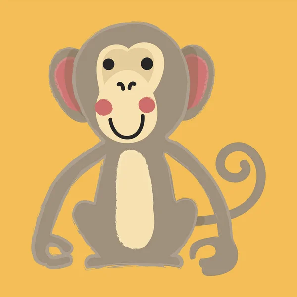 Επίπεδη εικονίδιο καρτούν μαϊμού — Διανυσματικό Αρχείο