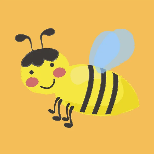 Dibujo animado sonriente abeja plana icono — Vector de stock