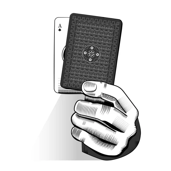 Main tenant des cartes à jouer — Image vectorielle