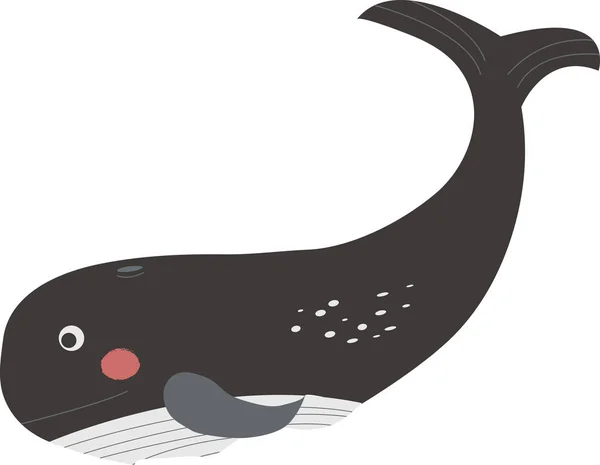 Cartoon whale flat icon — Stock Vector