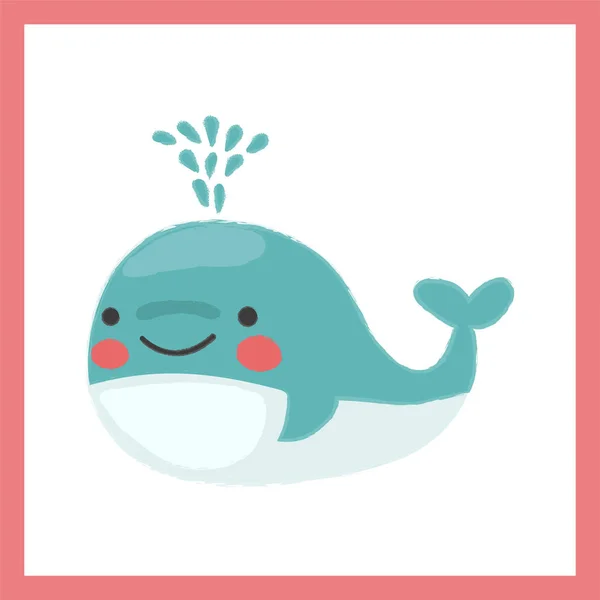 Kreslený velryba ploché ikony — Stockový vektor