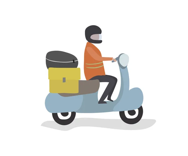 Άνθρωπος οδήγηση μοτοποδηλάτου — Διανυσματικό Αρχείο
