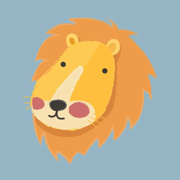 Cartoon lion flat icon — Stock Vector