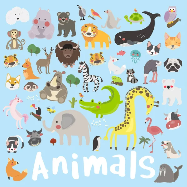 karikatür hayvanlar düz simgesi 