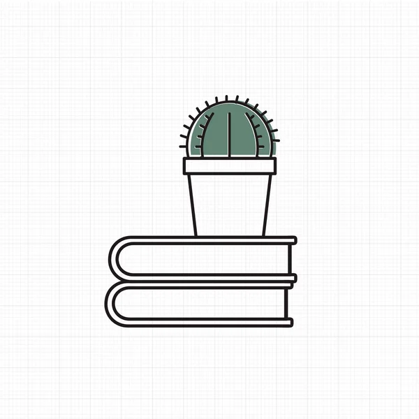Kaktusz-pot a könyvek — Stock Vector
