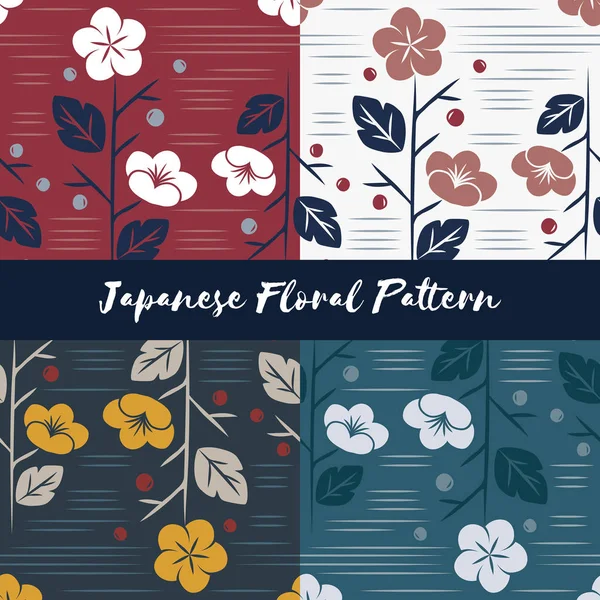 Цветочные узоры в японском стиле — стоковый вектор