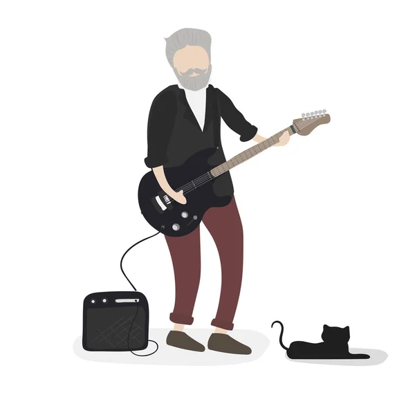 Człowiek gra na gitarze elektrycznej — Wektor stockowy