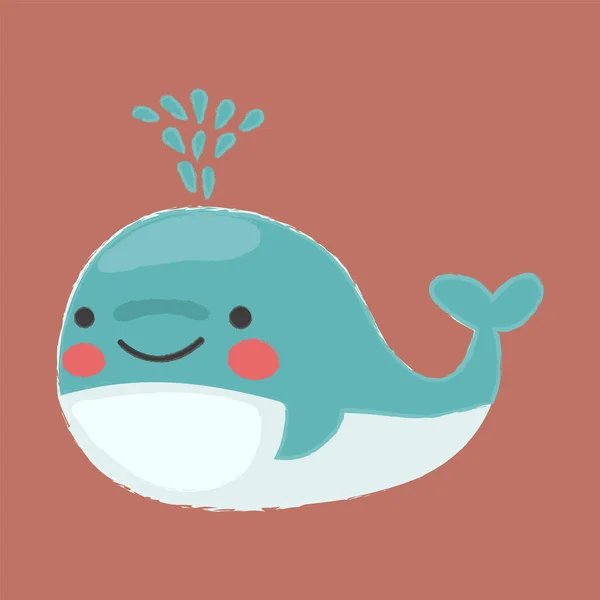 Kreslený modrá velryba — Stockový vektor