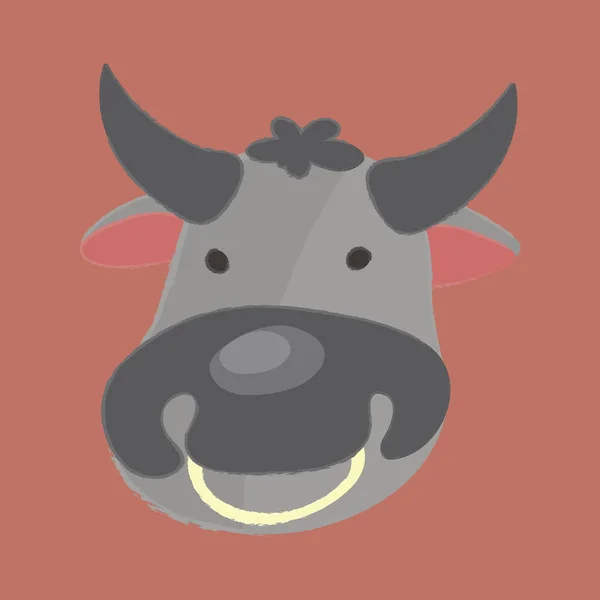 Cartoon bull flat icon — Stock Vector