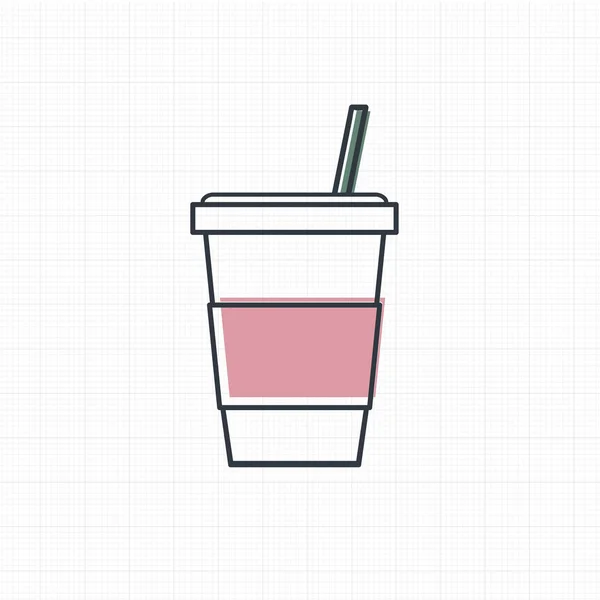튜브와 차가운 음료 컵 — 스톡 벡터