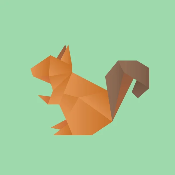 Origami in shape of squirrel — Stock Vector