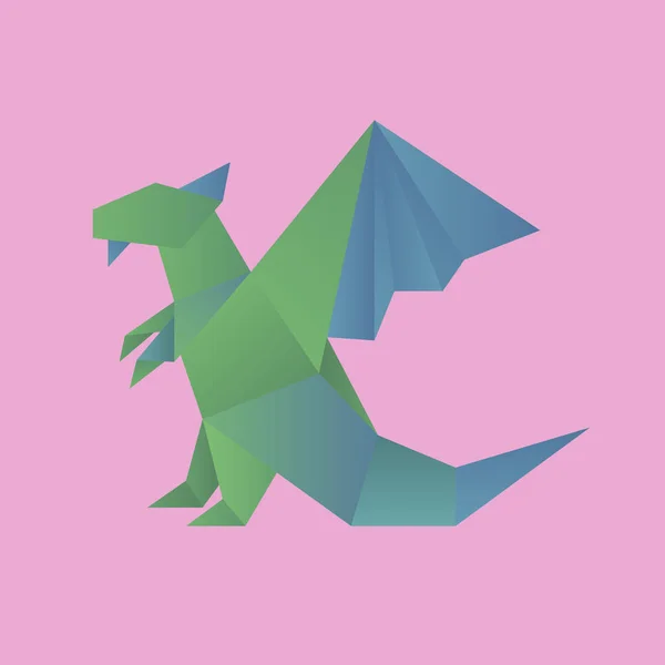 竜の形の折り紙 — ストックベクタ
