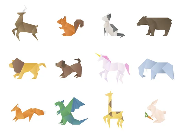 Origami v tvaru zvířat — Stockový vektor