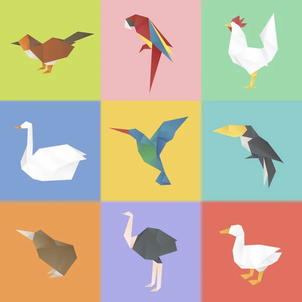 Origami en forma de aves — Vector de stock